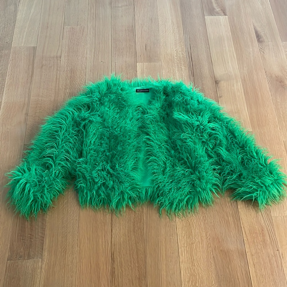Kelly green shaggy jacket - size small - fits more like a small/medium